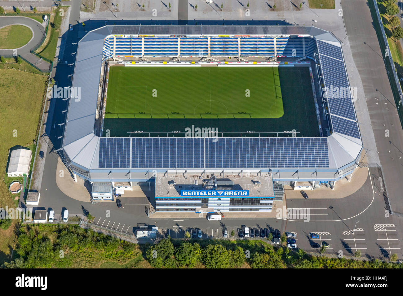 Benteler Arena, Fußball-Stadion in Paderborn, Heimstadion des Zweitligisten SC Paderborn 07, Fußball, 2. Bundesliga, Stockfoto