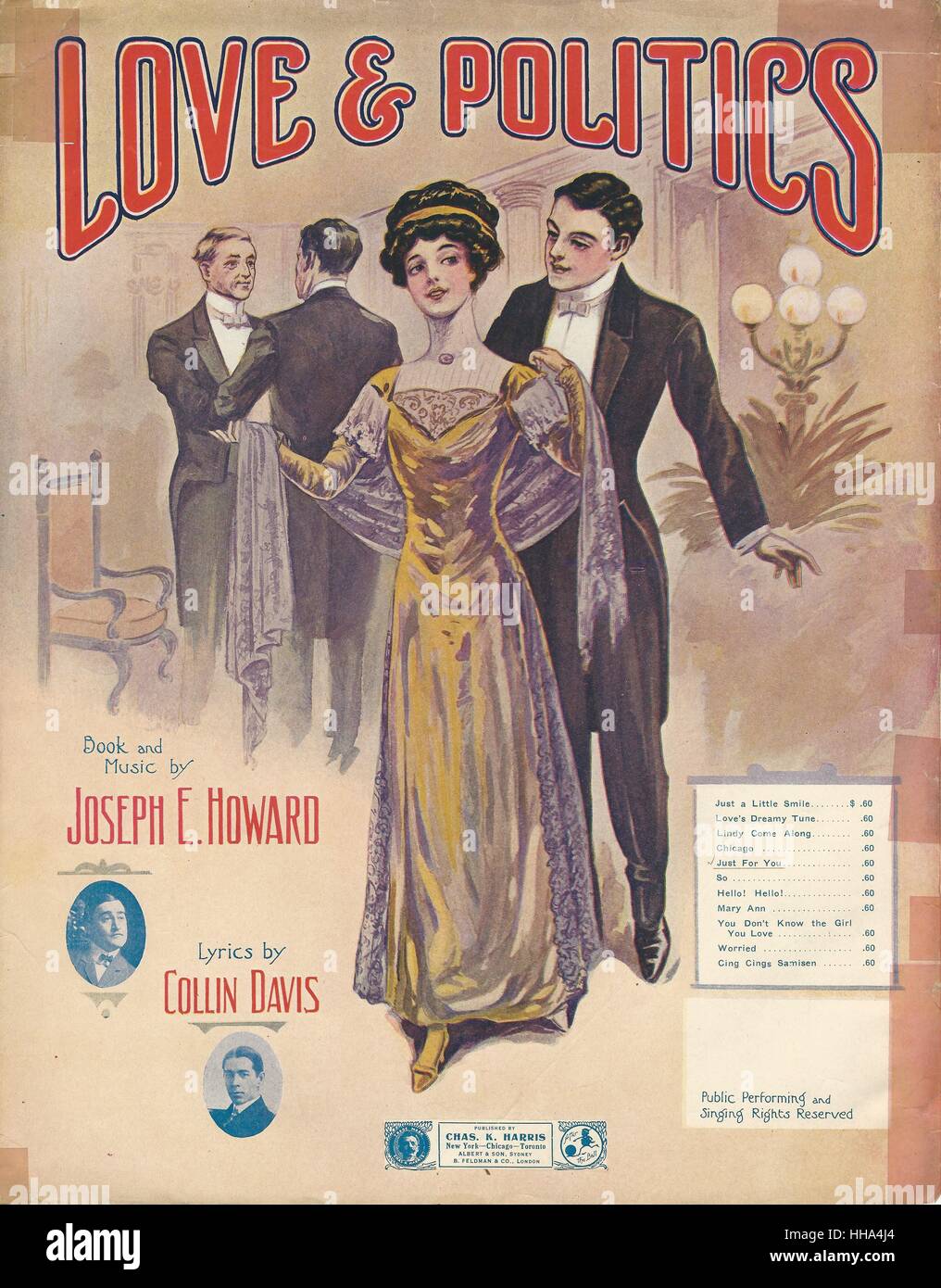 "Liebe und Politik" 1911 Chicago musikalische Noten Abdeckung Stockfoto