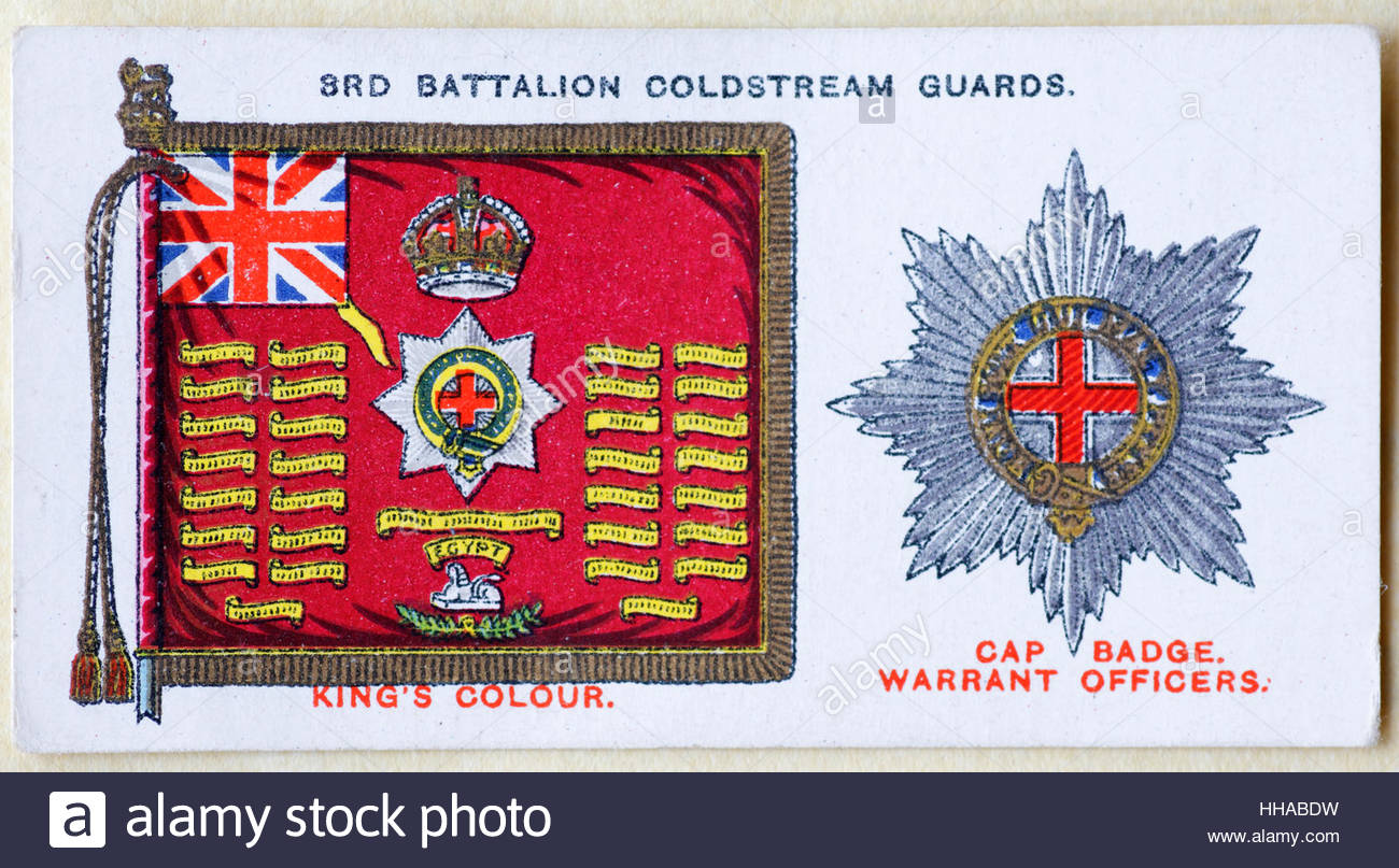 3rd Battalion Coldstream Guards regimental Standard und Kappe Abzeichen Stockfoto
