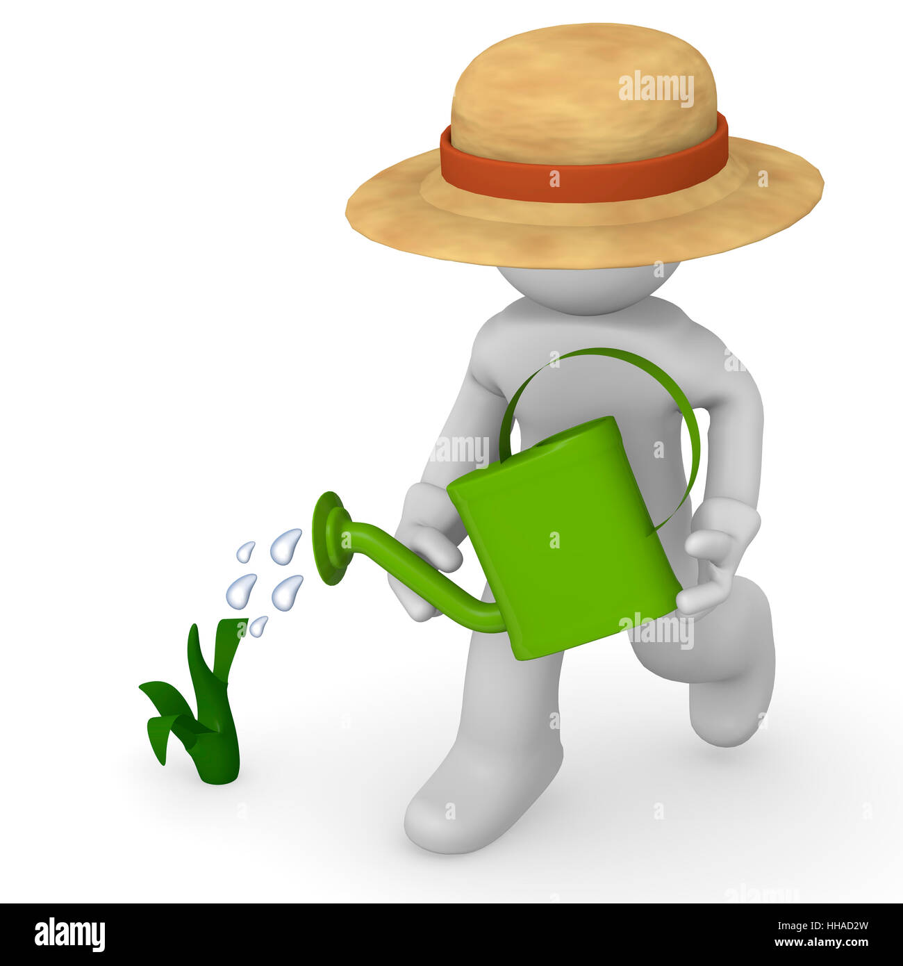 Gärtner mit einer Gießkanne Stockfoto