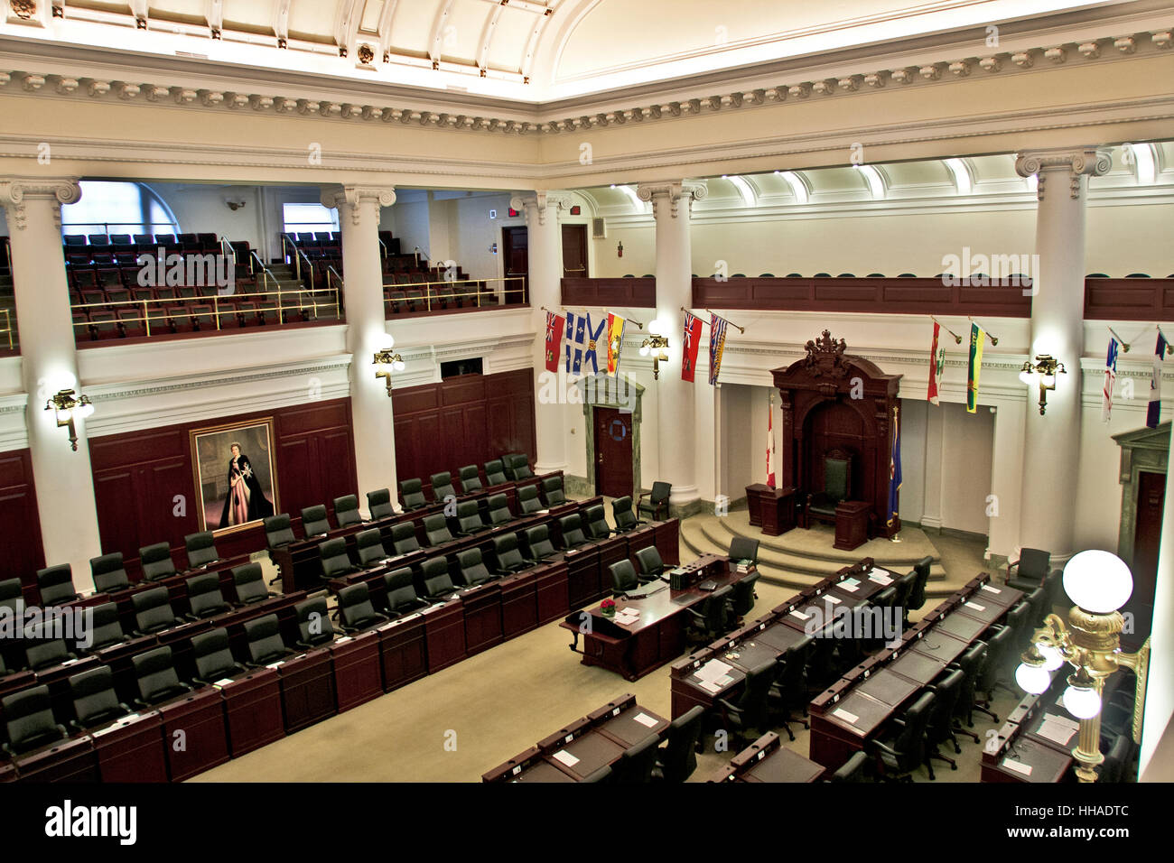 Die gesetzgebende Versammlung Gebäude, Edmonton, Alberta, Kanada. Plenarsaal. Stockfoto