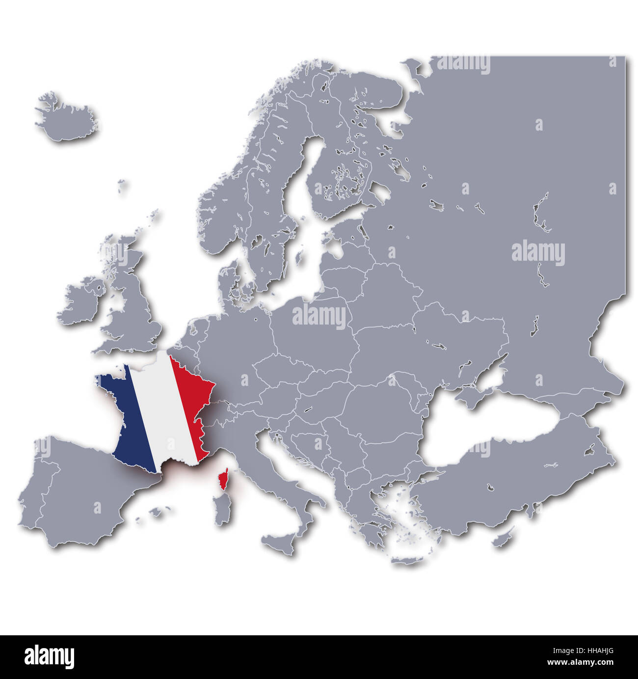 Europa Karte Frankreich Stockfoto