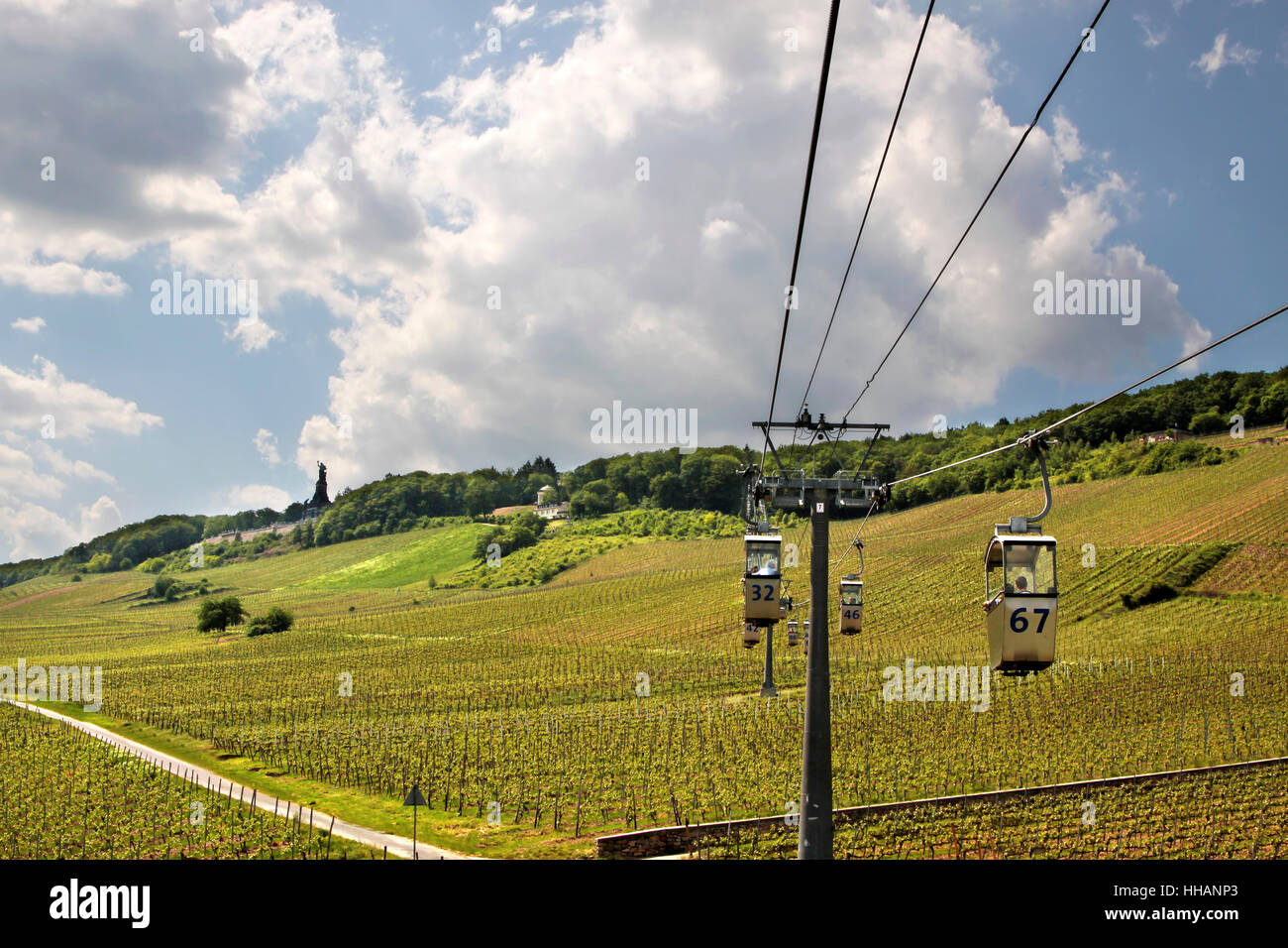 Seilbahn zum Niederwald Denkmal Stockfoto