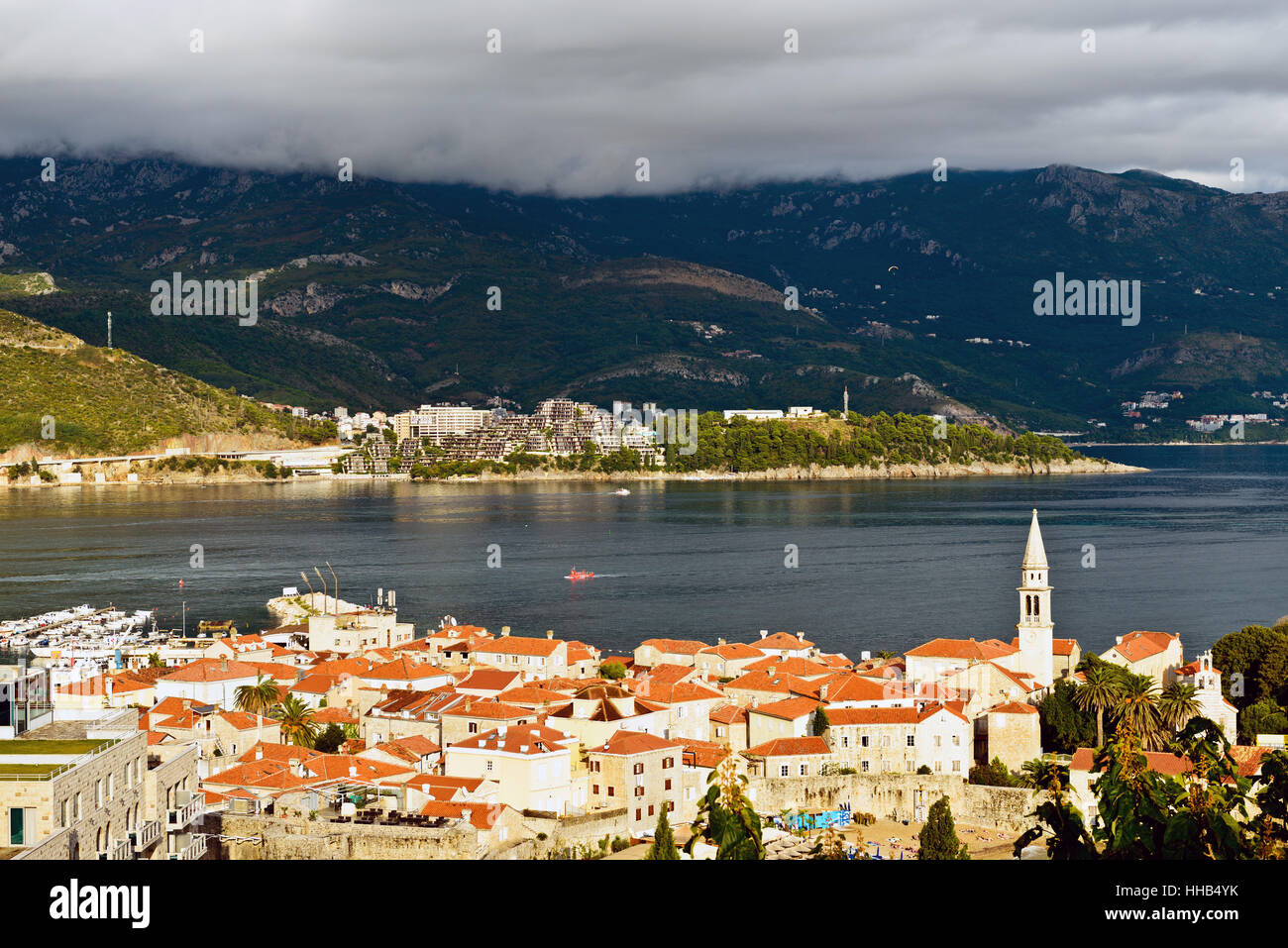 Budva alte Stadtburg, Abendlicht, Montenegro, Europa Stockfoto
