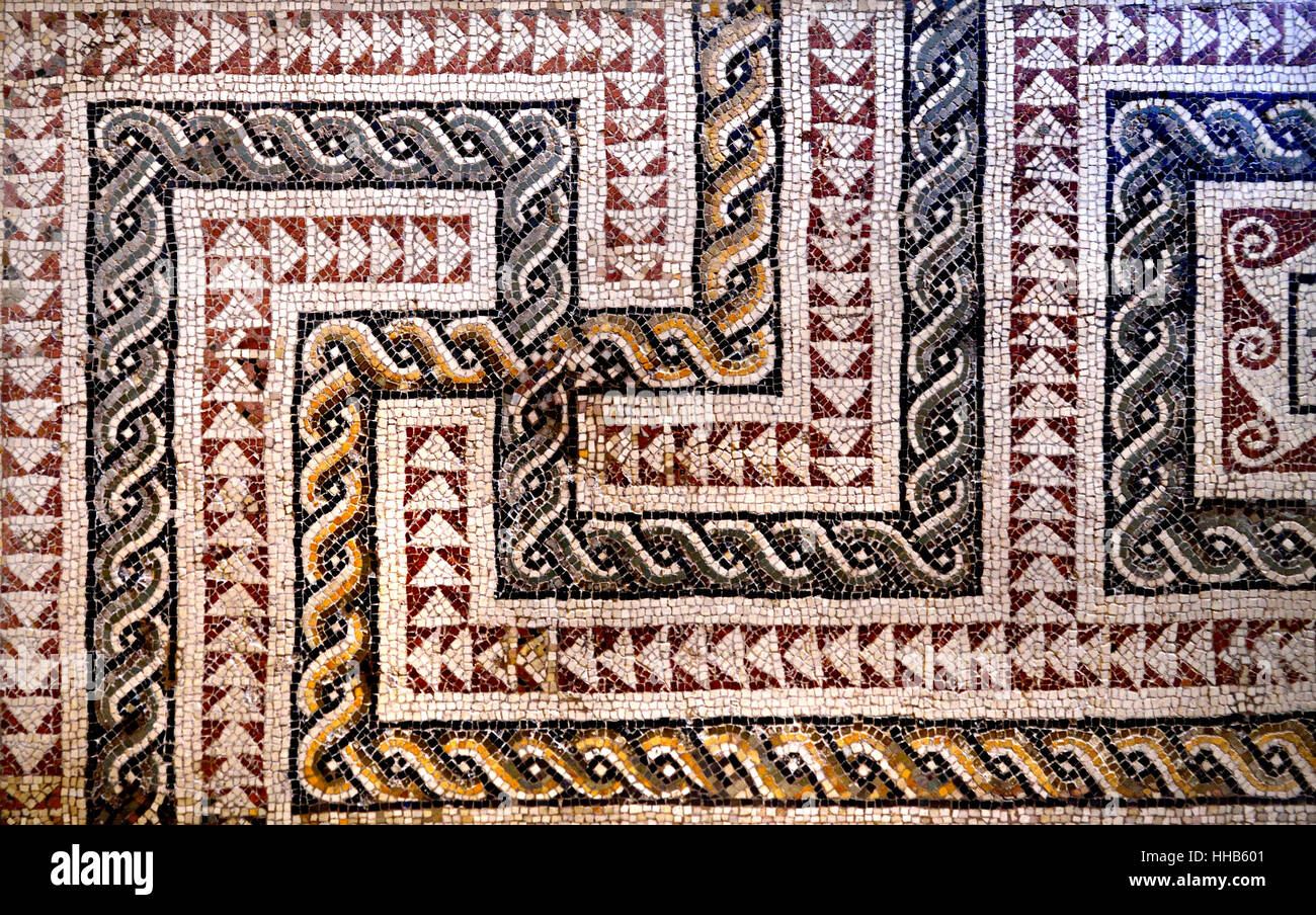 London, England, Vereinigtes Königreich. British Museum. 3. Jahrhundert römische imperiale Mosaik Panel (Utica, Tunesien) Stockfoto