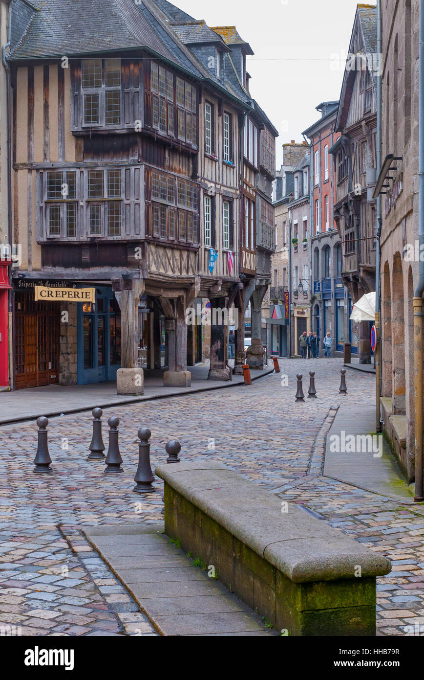 Dinan Stadtzentrum Brittany France Stockfoto