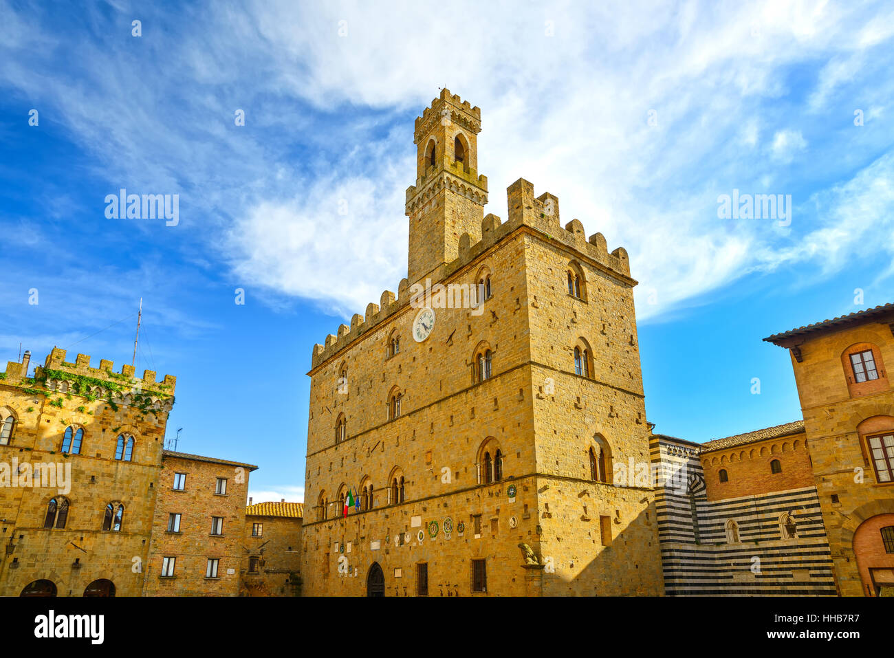 Stadt Volterra, mittelalterlichen Palast Palazzo Dei Priori Wahrzeichen, Pisa Zustand, Toskana, Italien Stockfoto