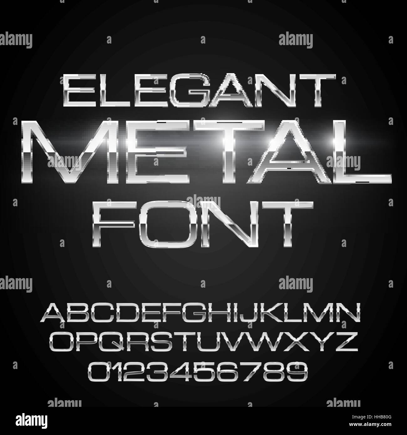 Metall Elegant Schriftart Stock Vektor