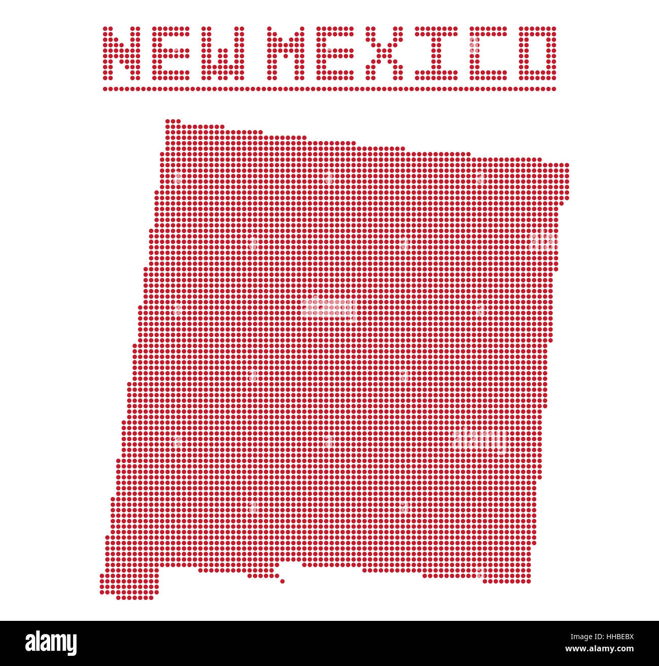Ein Punkt Karte der New Mexico State isoliert auf weißem Hintergrund Stockfoto