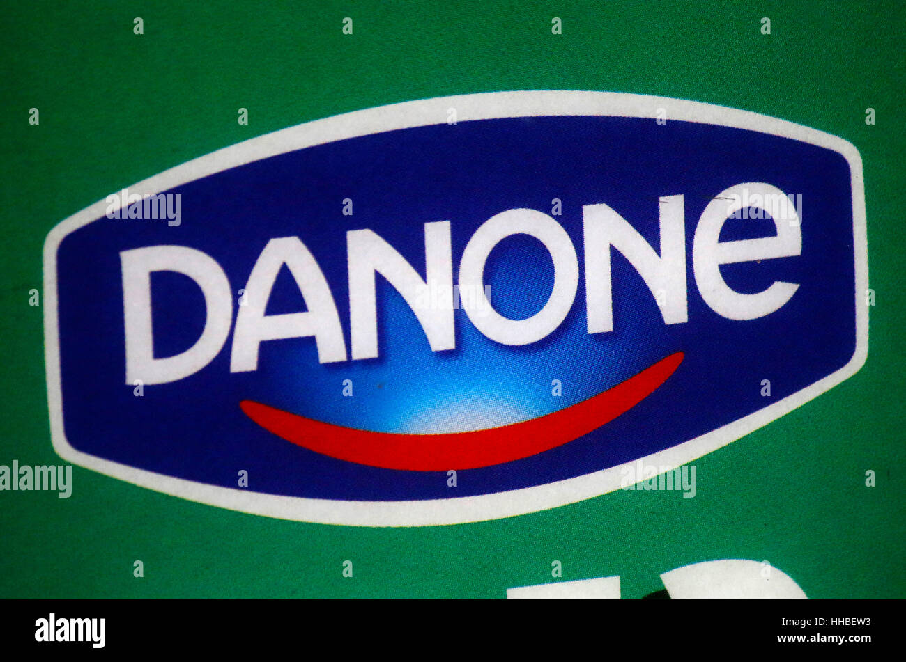 Das Logo der Marke "Danone", Berlin. Stockfoto