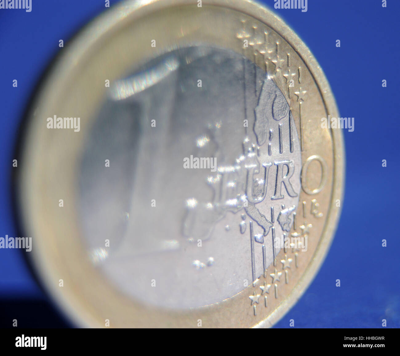 Eine 1 - Euromuenze Im Detail Stockfoto