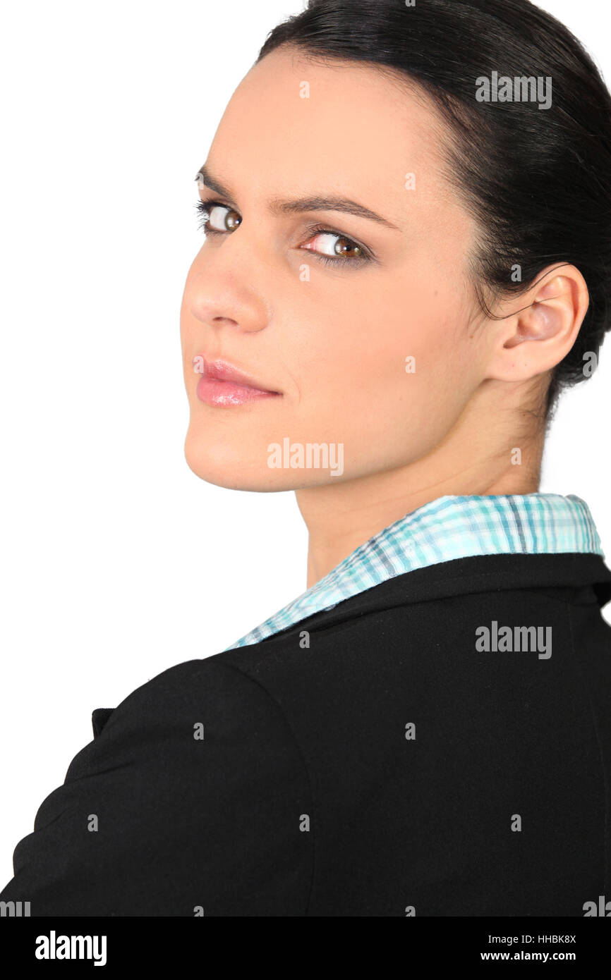 Frau, Gesicht, leere, europäisch, Kaukasisch, vorbei, Blick, Blick, See, Blick, Stockfoto