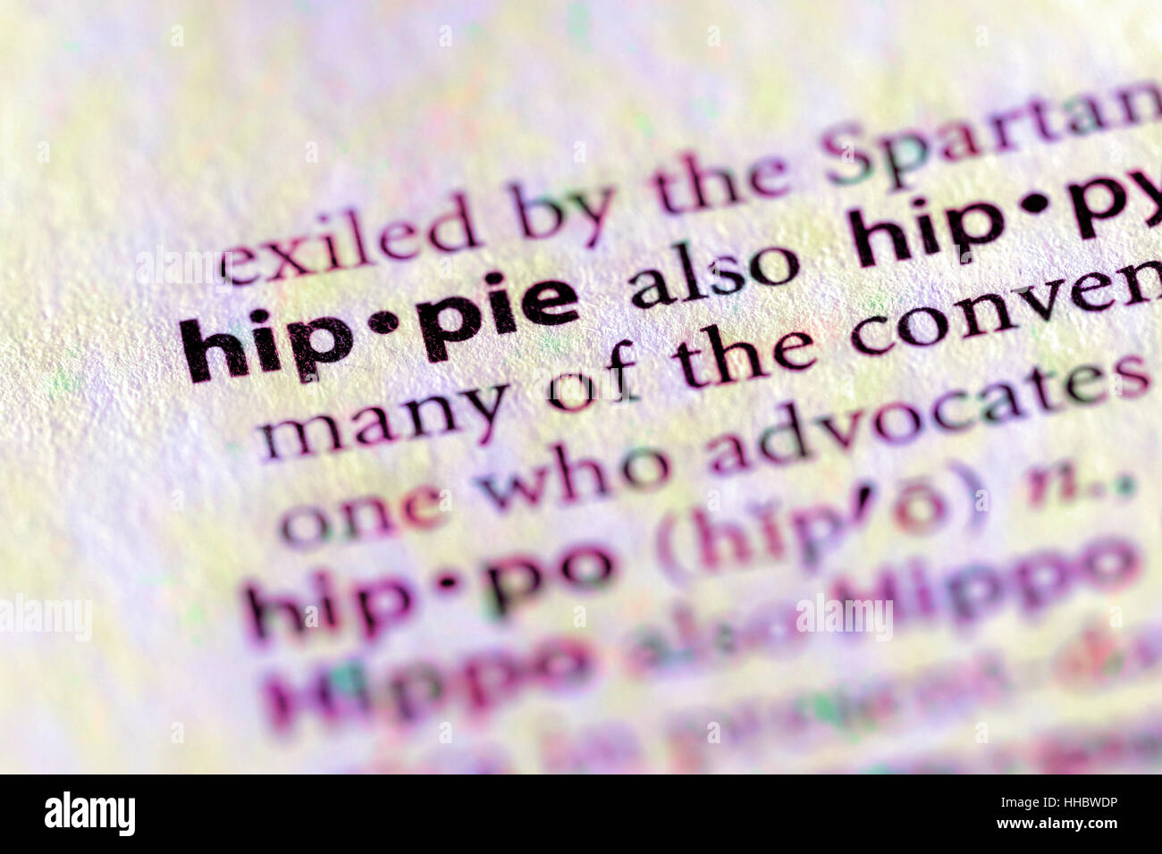Selektiven Fokus auf das Wort "Hippie". Viele weitere Wort-Bilder für Sie in meinem Portfolio... Stockfoto