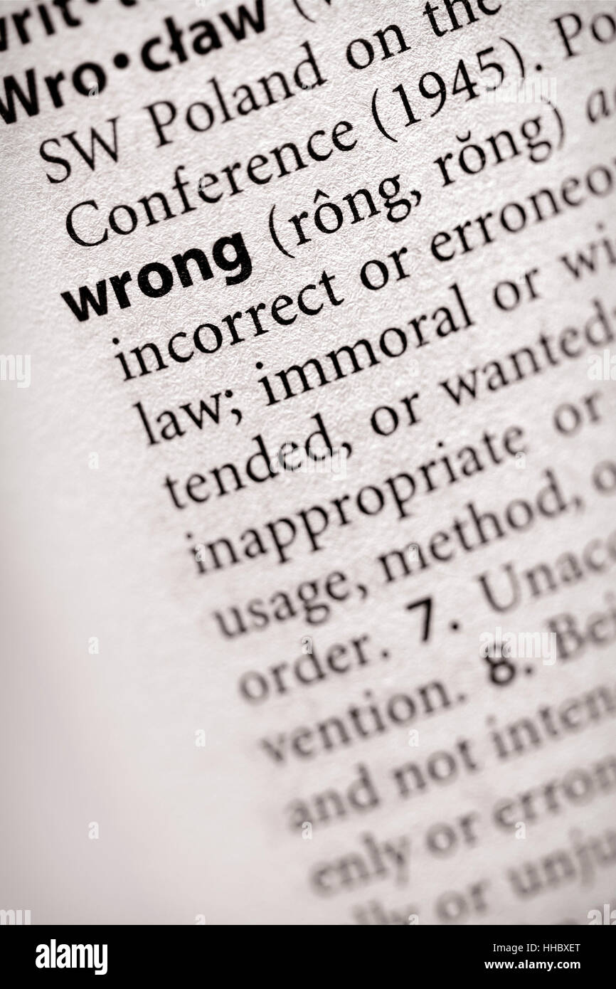 Selektiven Fokus auf das Wort "falsch". Viele weitere Wort-Bilder in meinem Portfolio... Stockfoto