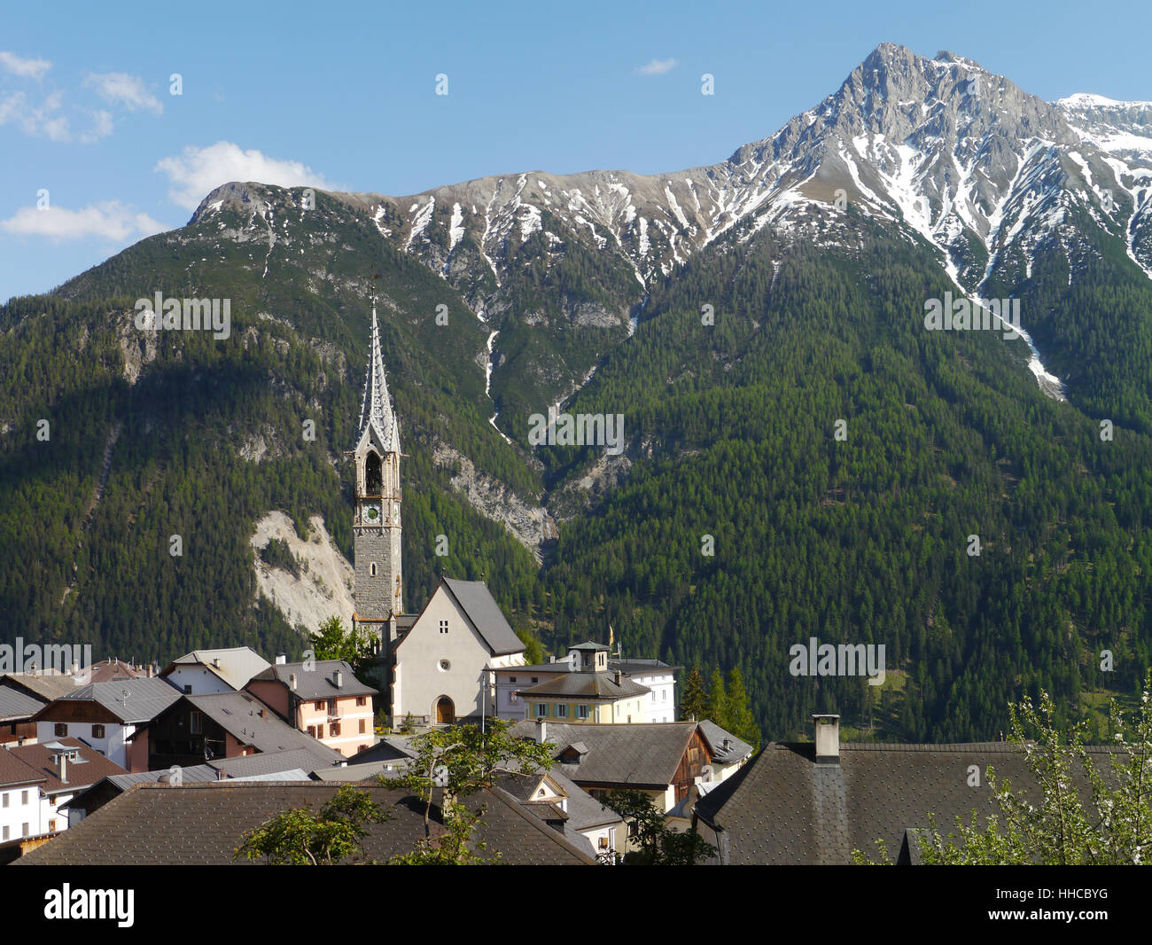 Häuser, Kirche, Urlaub, Urlaub, Ferien, Urlaub, Glanz, scheint, hell, Stockfoto