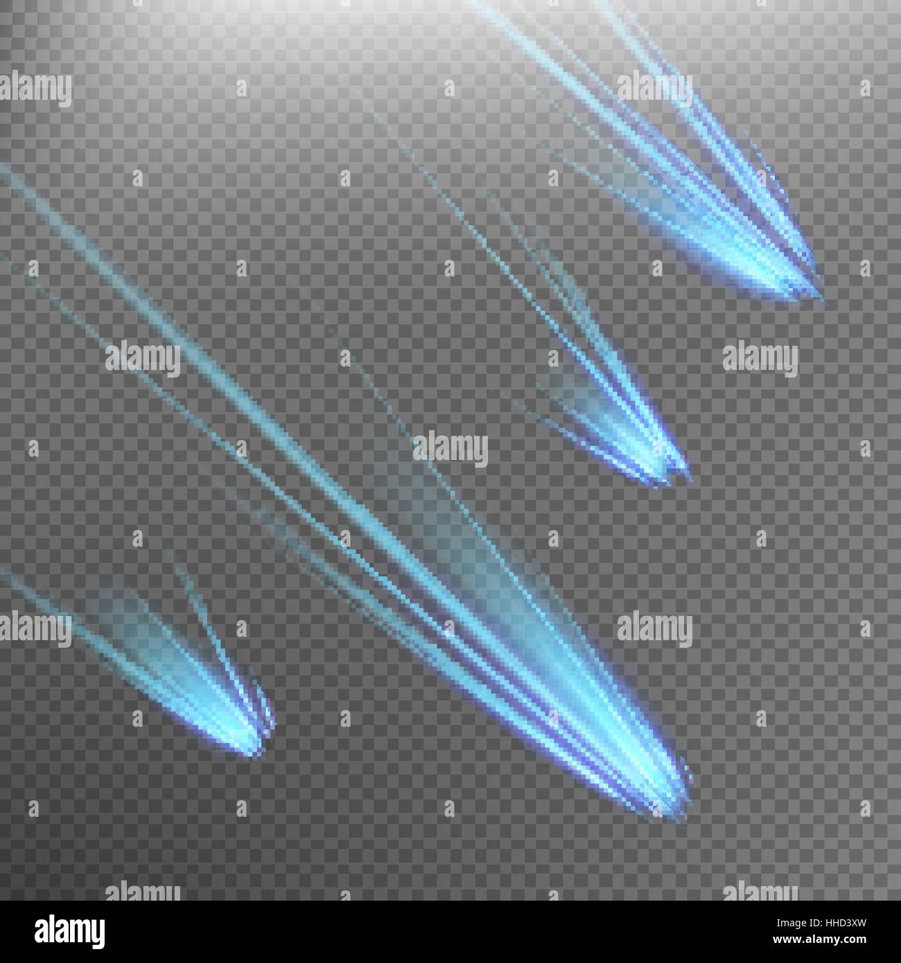 Verschiedenen Meteoriten, Kometen und Feuerbälle. EPS 10 Stock Vektor