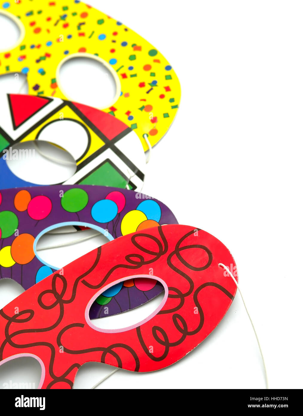 Karnevalsmasken isoliert auf weißem Hintergrund Stockfoto