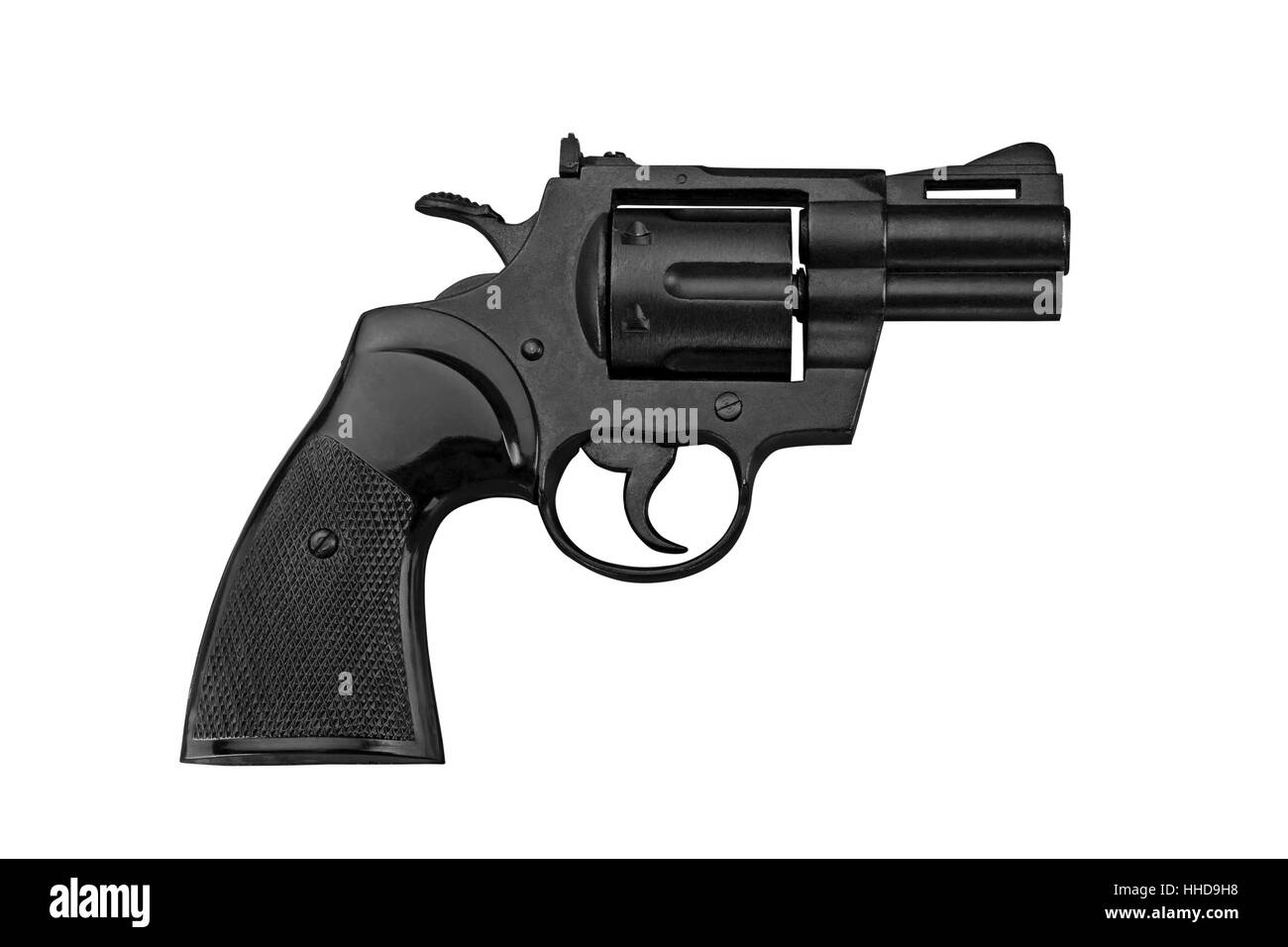 schwarzen Revolver auf weißem Hintergrund Stockfoto