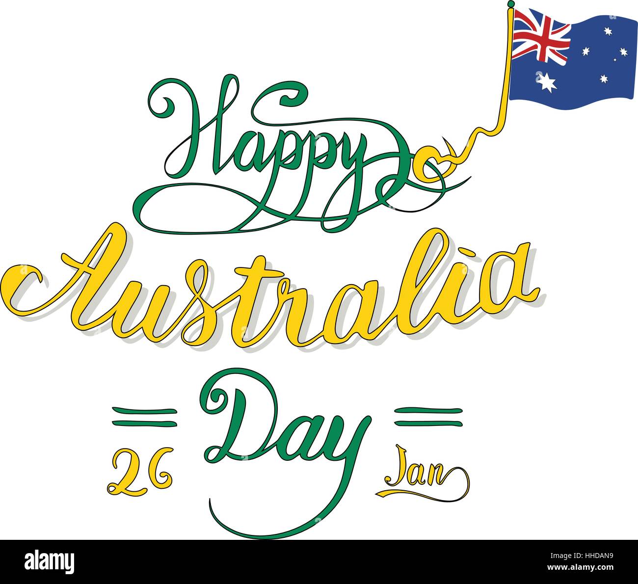Glücklich Australia Day - handschriftliche Poster in Kalligraphie. Vektor Schriftzug Design für Karten, Plakate, t-shirts Stock Vektor
