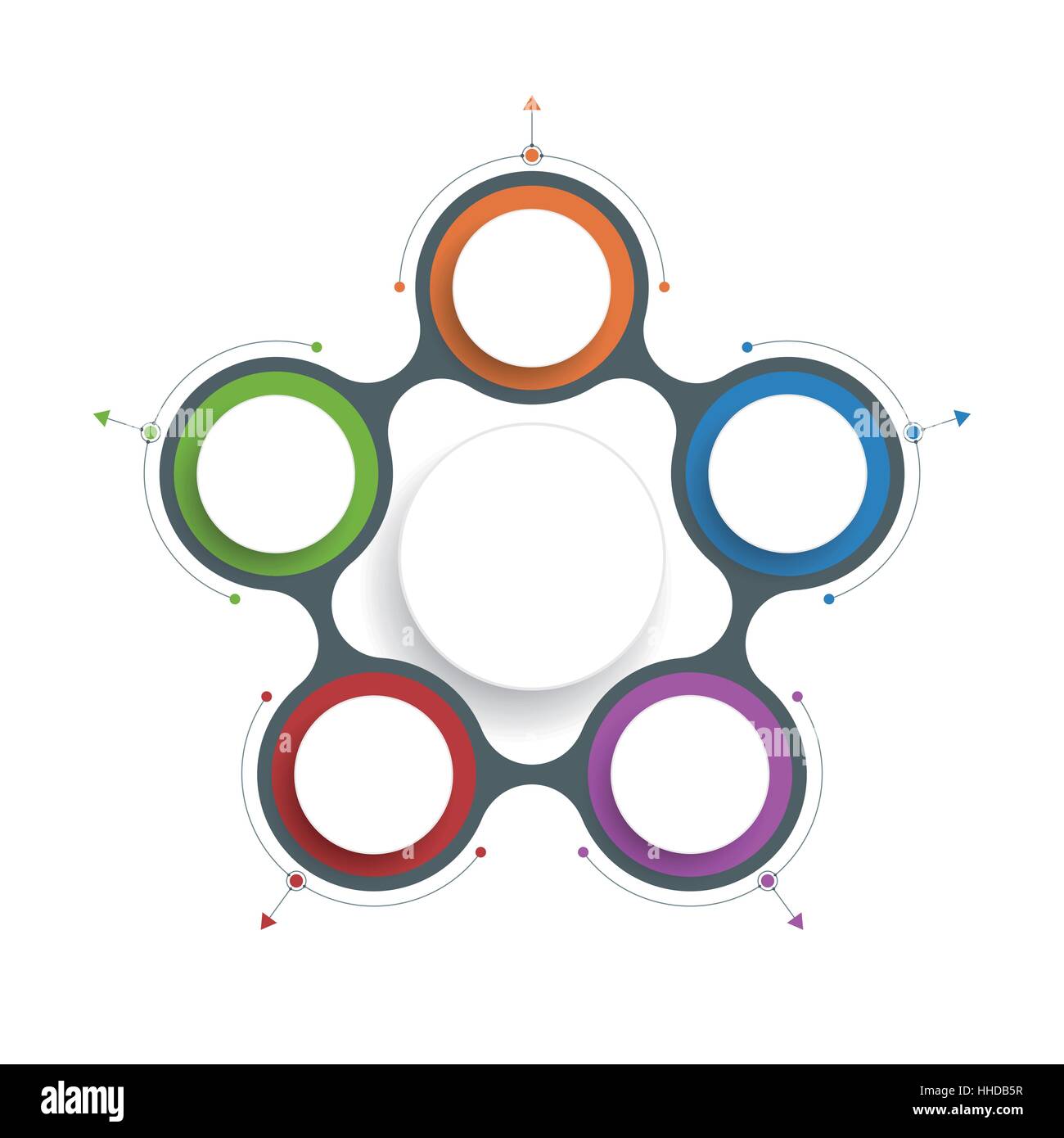 Vektor Infografiken Vorlagen mit 3D-Papier Etikett, Integrierte Kreise mit Linien und Pfeile Hintergrund. Leerzeichen für Inhalt, Business, Infografik Stock Vektor
