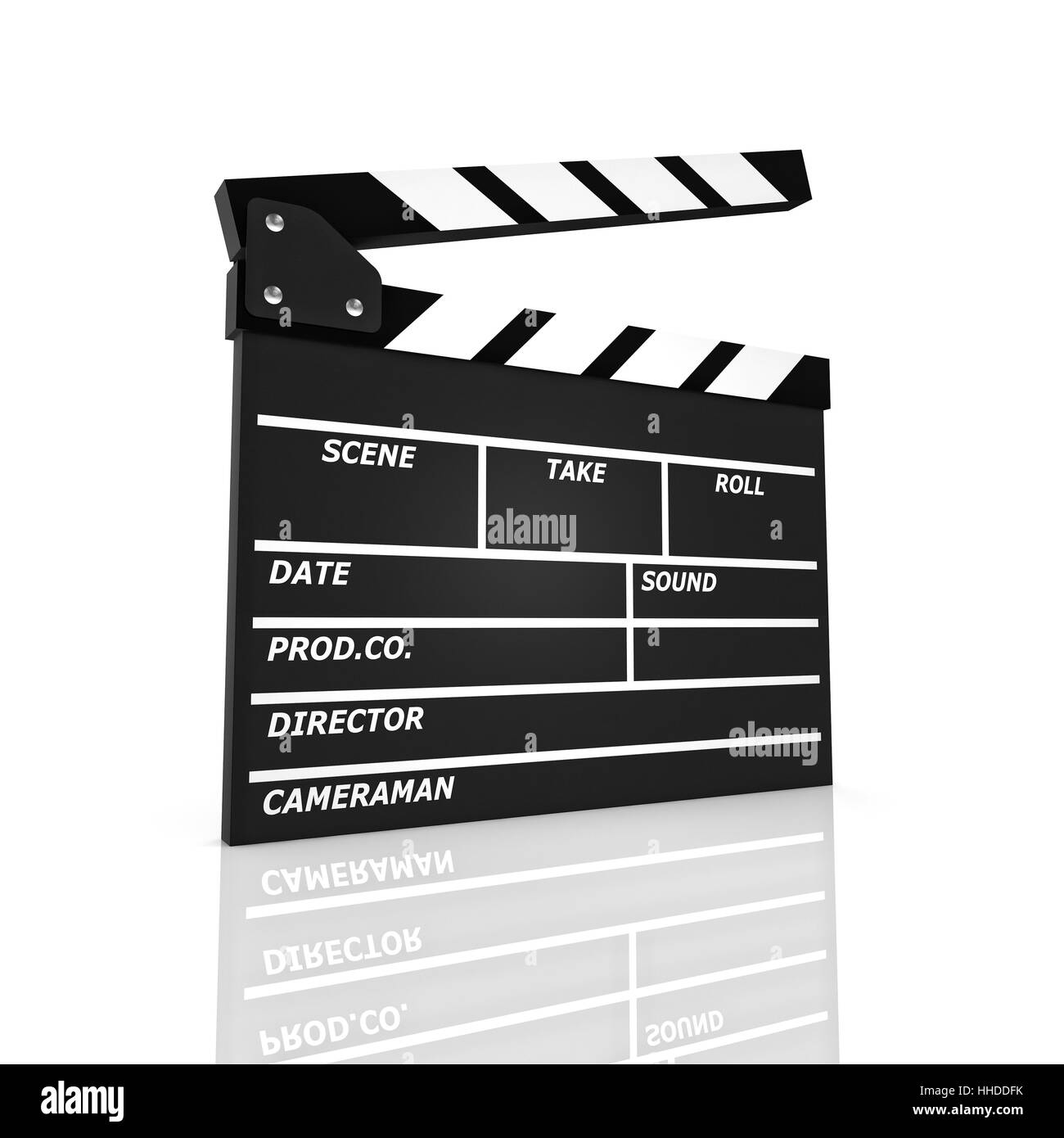 klassische Clapper Board 3D-Rendering Stockfoto