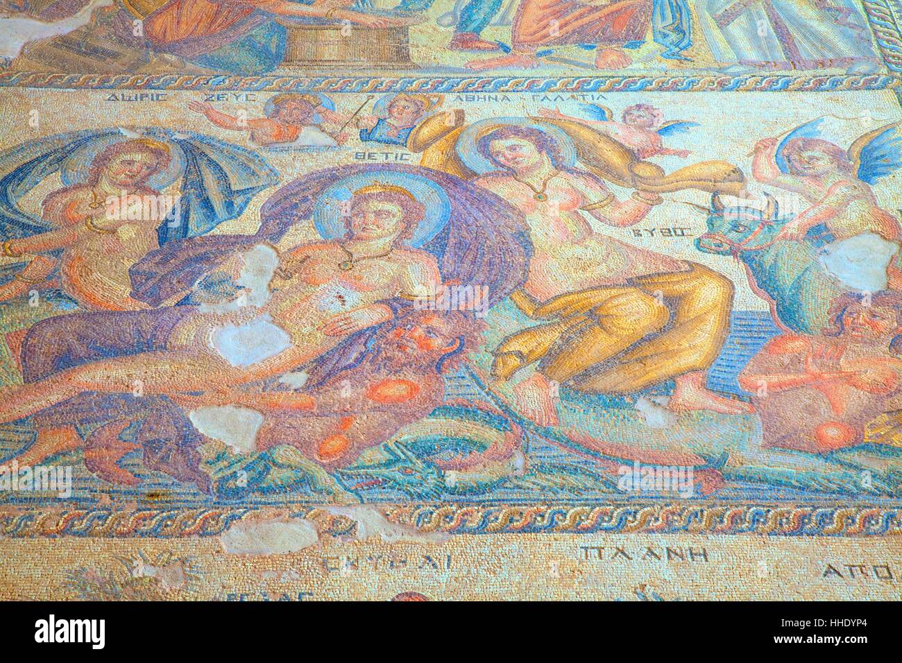 Mosaiken in Kato Paphos archäologische Park, UNESCO, Paphos, Zypern, Östliches Mittelmeer Stockfoto
