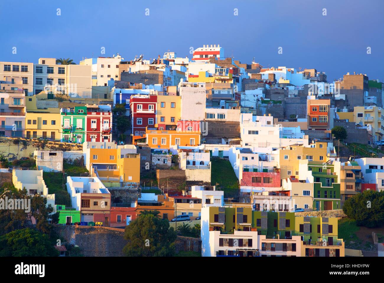 Bunte Gebäude in San Juan District, Las Palmas de Gran Canaria, Gran Canaria, Kanarische Inseln, Spanien, Atlantik Stockfoto