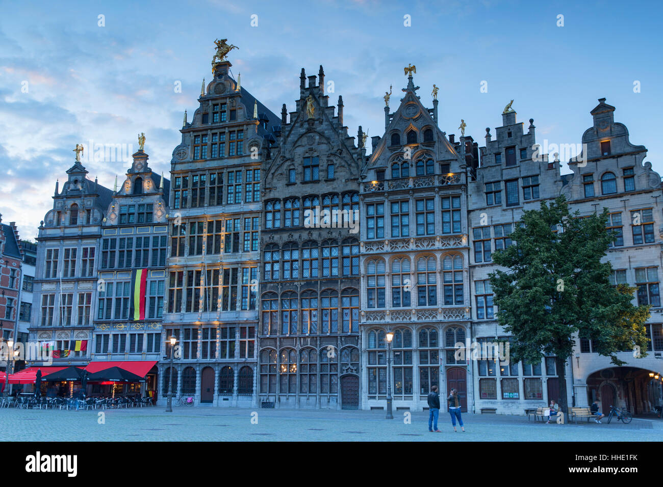 Guild Häuser im Hauptmarkt, Antwerpen, Flandern, Belgien Stockfoto