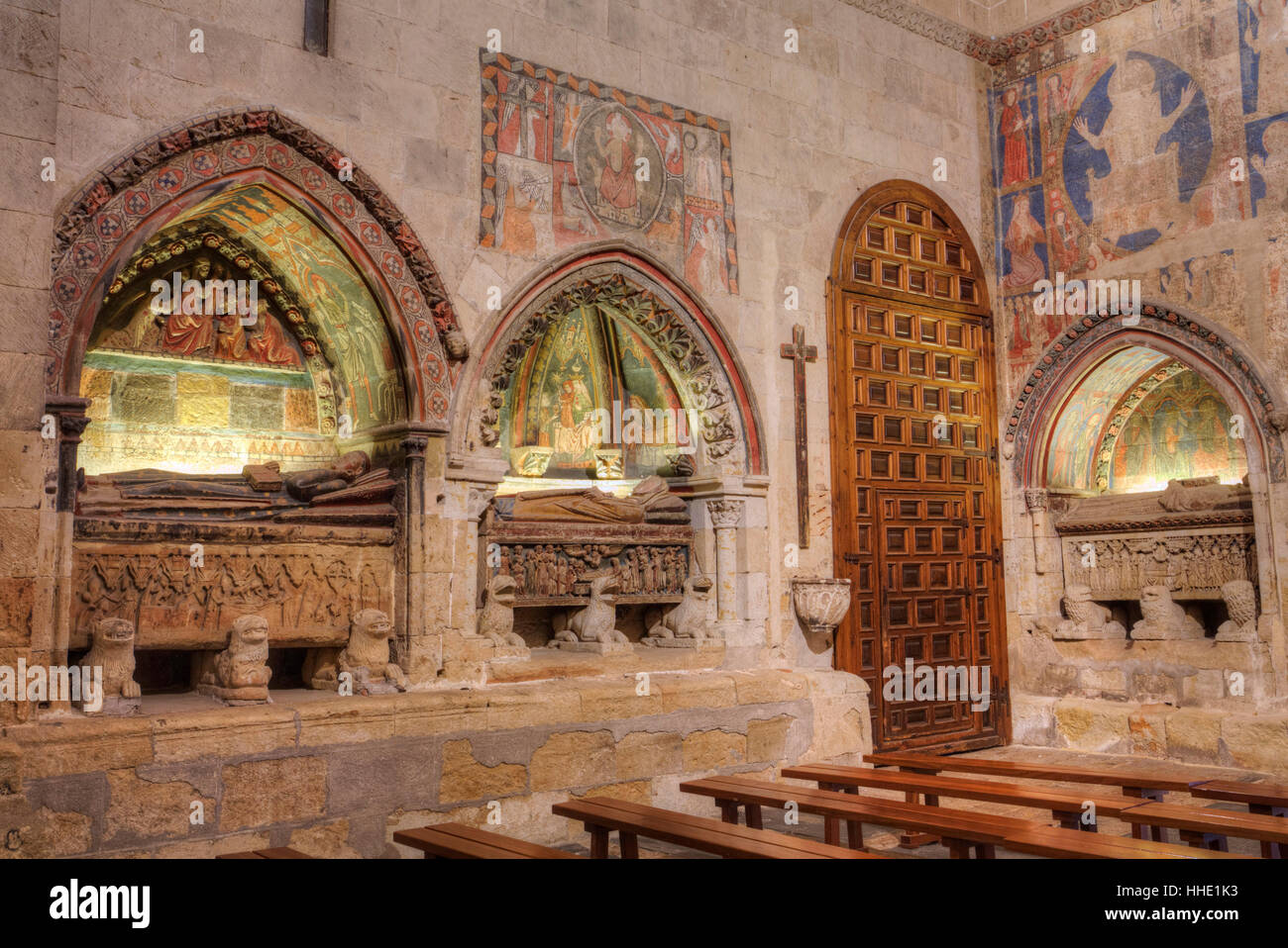 Mittelalterliche Gräber und Wandmalereien, alte kleiner von Salamanca, Salamanca, UNESCO, Castilla y León, Spanien Stockfoto