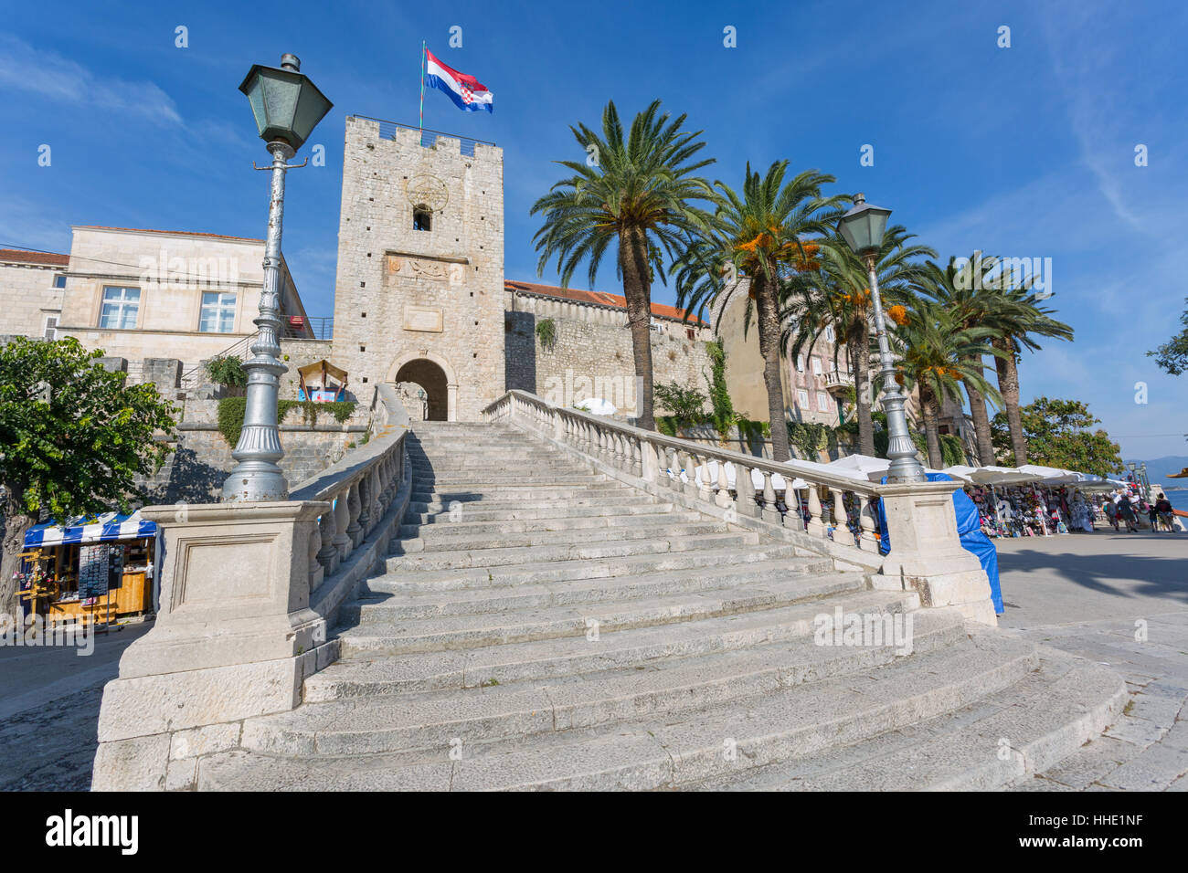 Stadt-Tor, Korcula Town, Korcula, Dalmatien, Kroatien Stockfoto