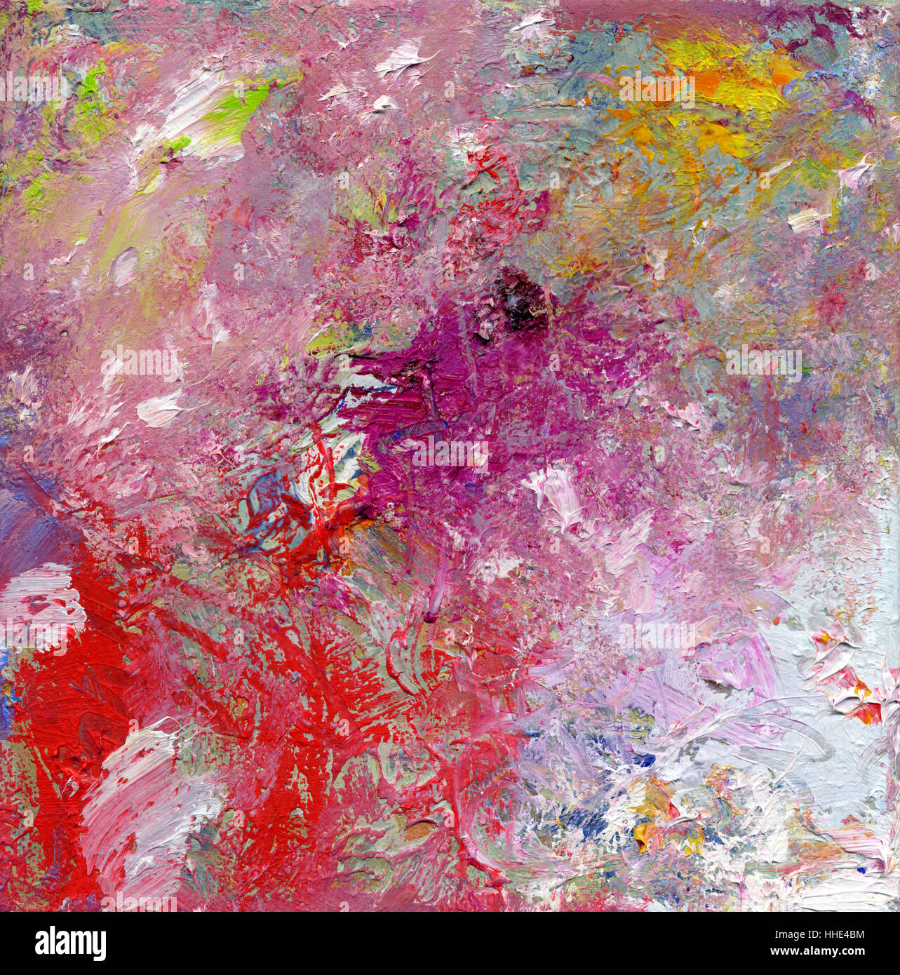 Impasto Acryl- und Ölfarbe Texturen auf Leinwand Stockfoto