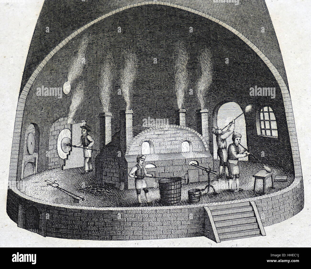 Innere der Krone (Fenster) Glass House, mit dem ersten Schlag, und dann die blinkende heraus in eine Cd, von der die Scheiben geschnitten werden würde. Edinburgh, Schottland. 1807 Stockfoto
