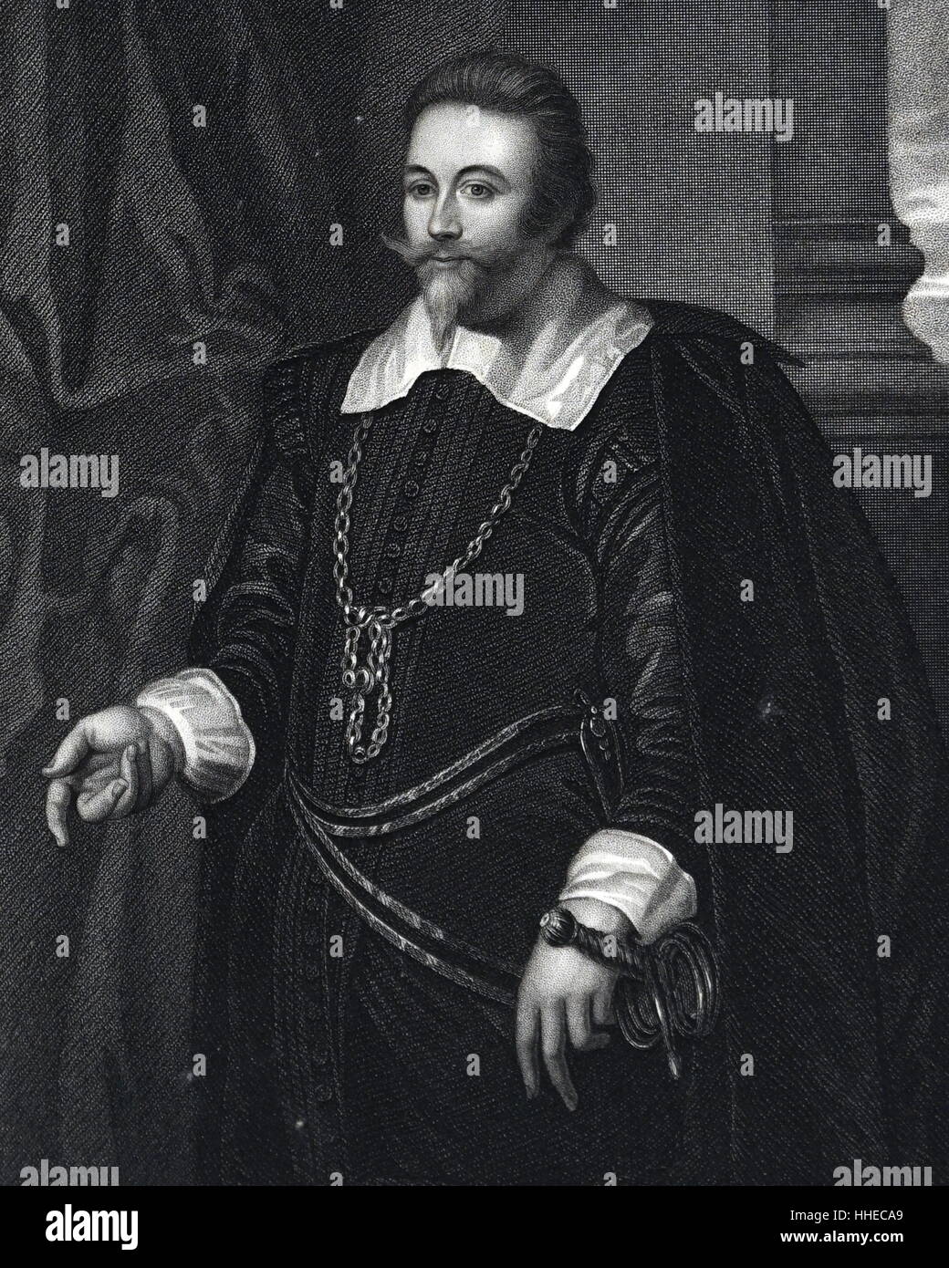 Francis Cottington, Baron Cottington (15787-1652) englischer Diplomat und Höfling. Sekretärs Charles I, als Prinz von Wales und begleitete ihn nach Madrid 1623 auf dem Spanischen ehe Botschaft. Gravur Stockfoto