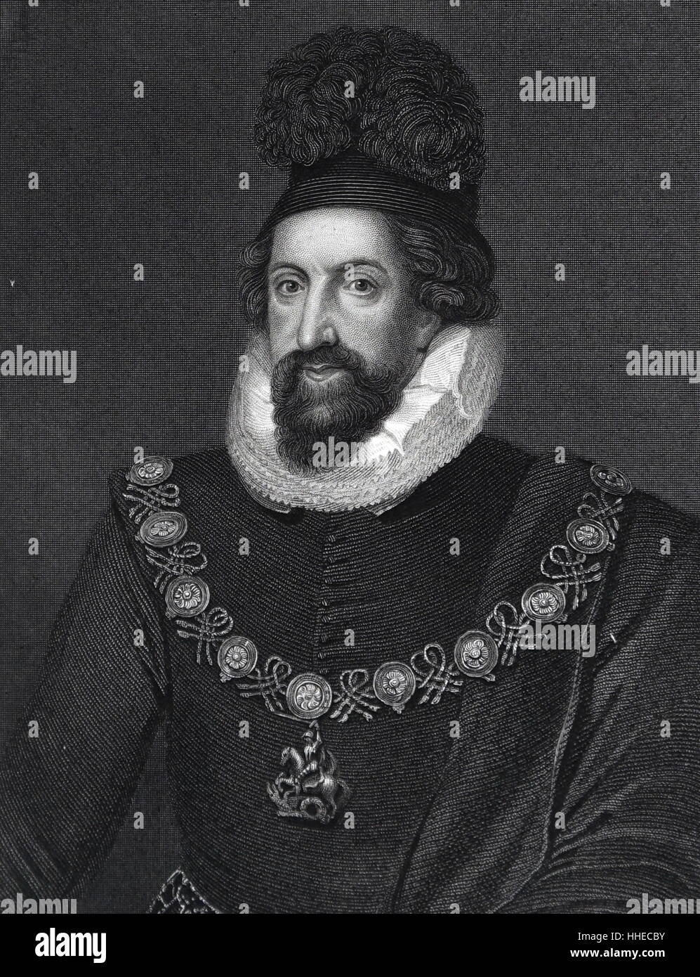 Thomas Howard, erster Earl of Suffolk (1561-1626); Englisch Höfling und Kunstsammler; Königin Henrietta ins Exil nach Europa, 1642 begleitet; angegeben in der Reihenfolge der Strumpfband Stockfoto