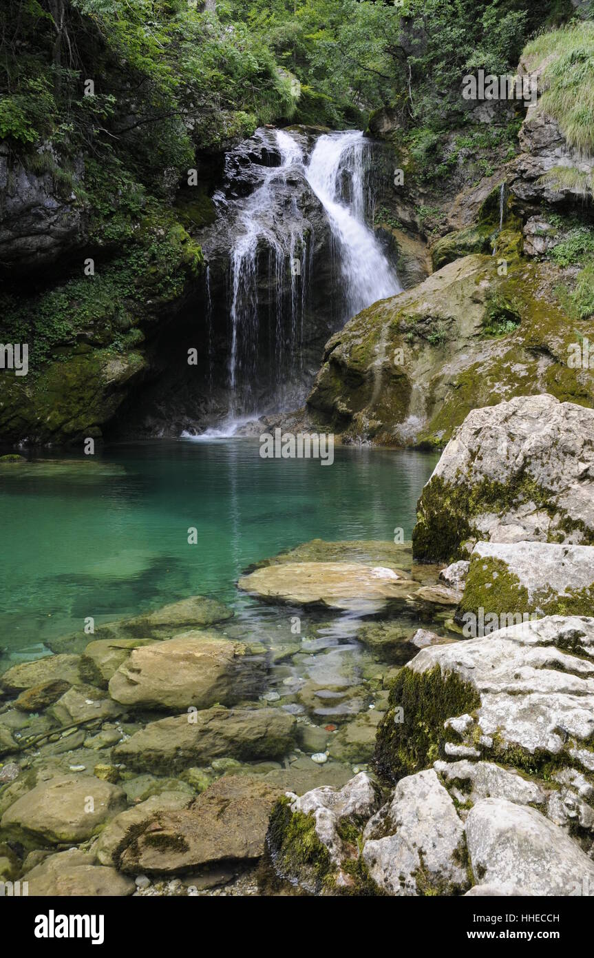 Wasserfall, Klamm, Slowenien, Stream, Tal, Schlucht, Torrent, Canyon, Stockfoto