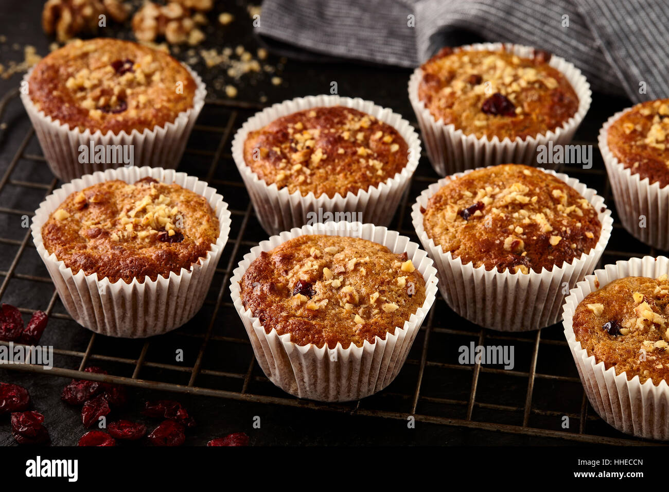 Cranberry-Walnuss-muffins Stockfoto