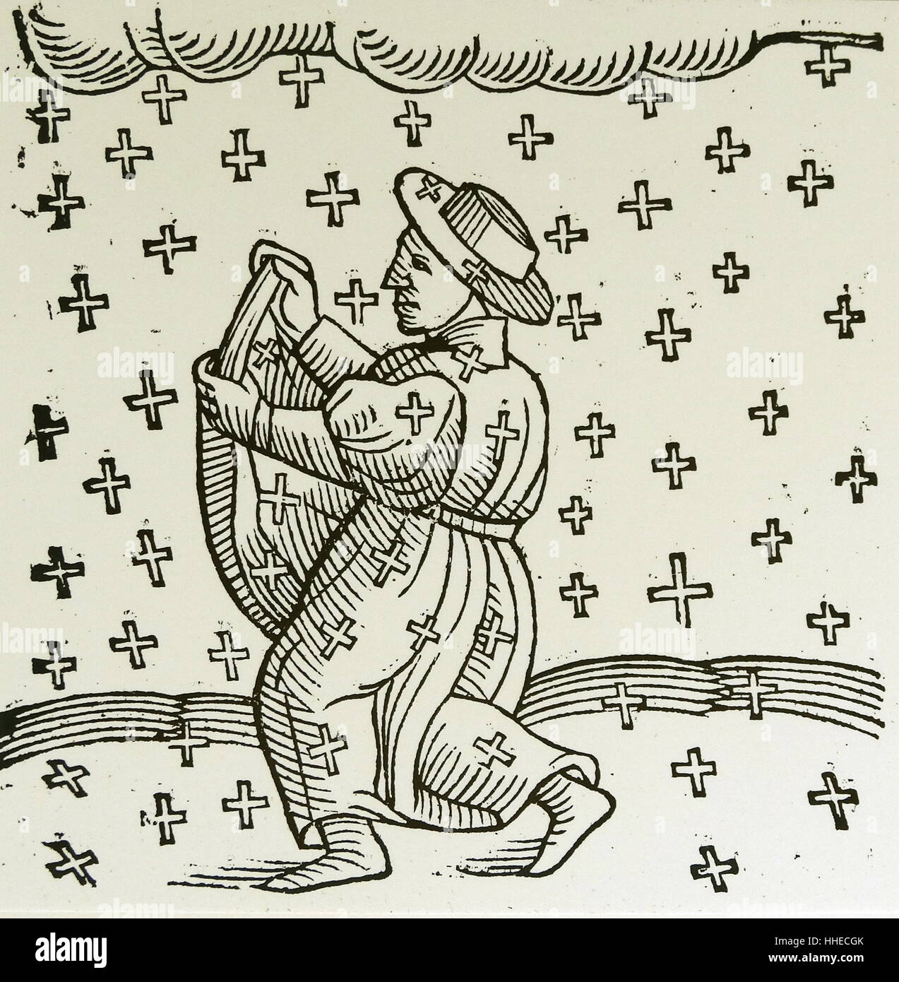 Bain von Kreuzen in Sizilien berichtet. 746 AD. Von Conrad Lycosthenes. Prodigiourm Ac Ostentorum Chronicon, Basel, 1557 Stockfoto
