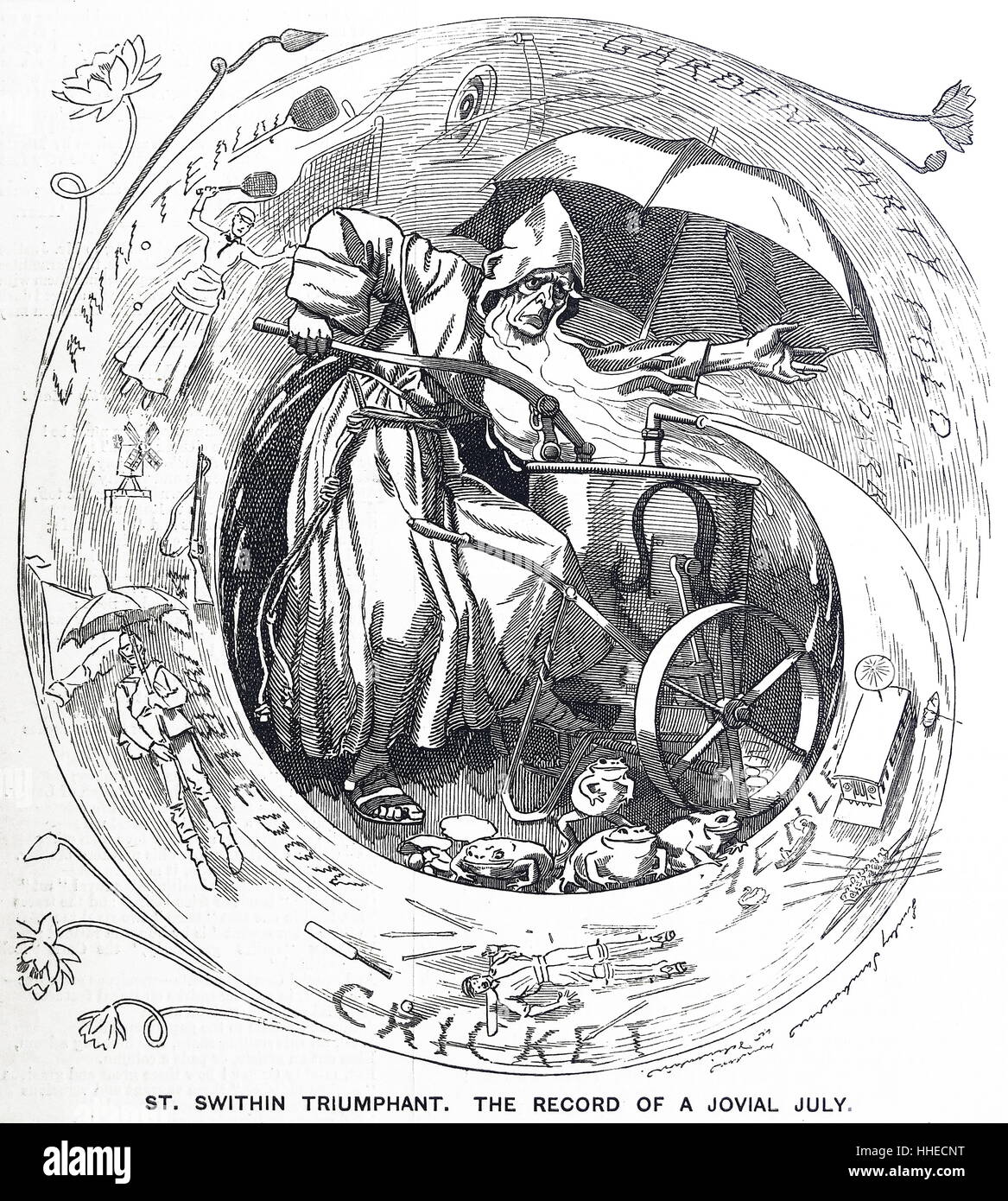 Punch Kommentar auf nassen Sommer 1888 Stockfoto