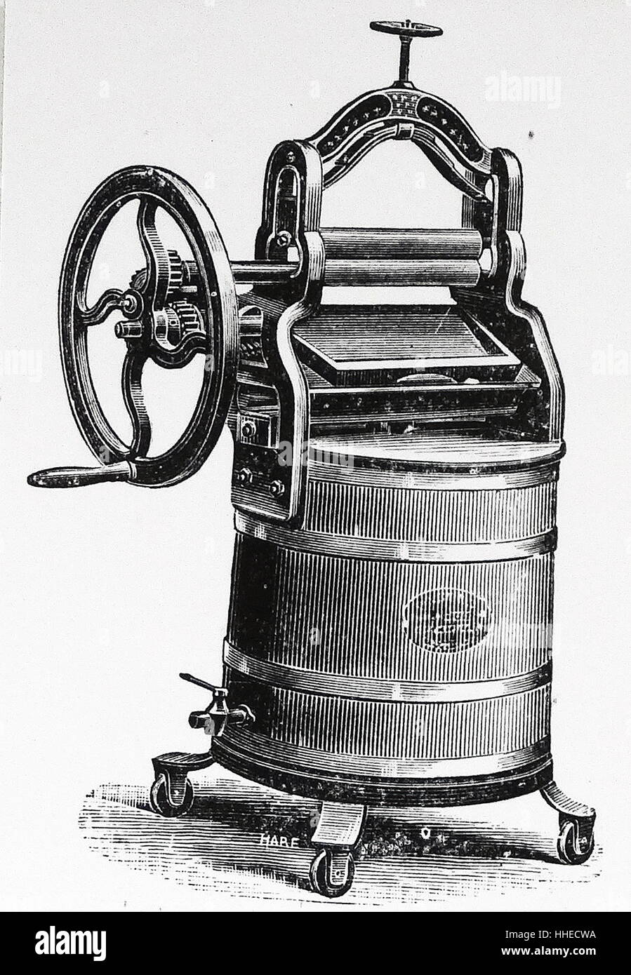 Villa-Waschmaschine von Herren zwölf-Bäumen. Dies musste Dashers in die Wäsche zu agitieren. 1895 Stockfoto