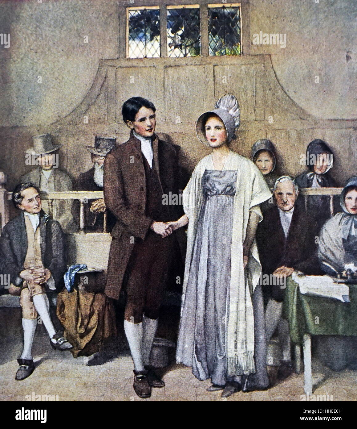 Gemälde mit dem Titel "A Quaker Hochzeit (Liebe und Treue)" von Joseph Walter West (1860-1933). Vom 20. Jahrhundert Stockfoto
