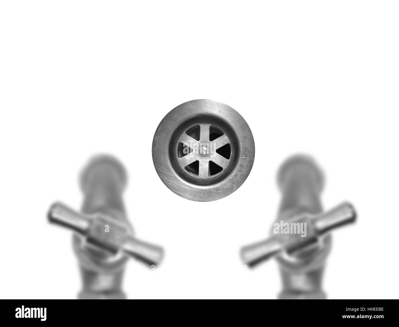 isoliert, Silber, heiß, Metall, hell, glänzend, Griff, Wasserhahn, Wasserhahn, Hintergrund, Stockfoto