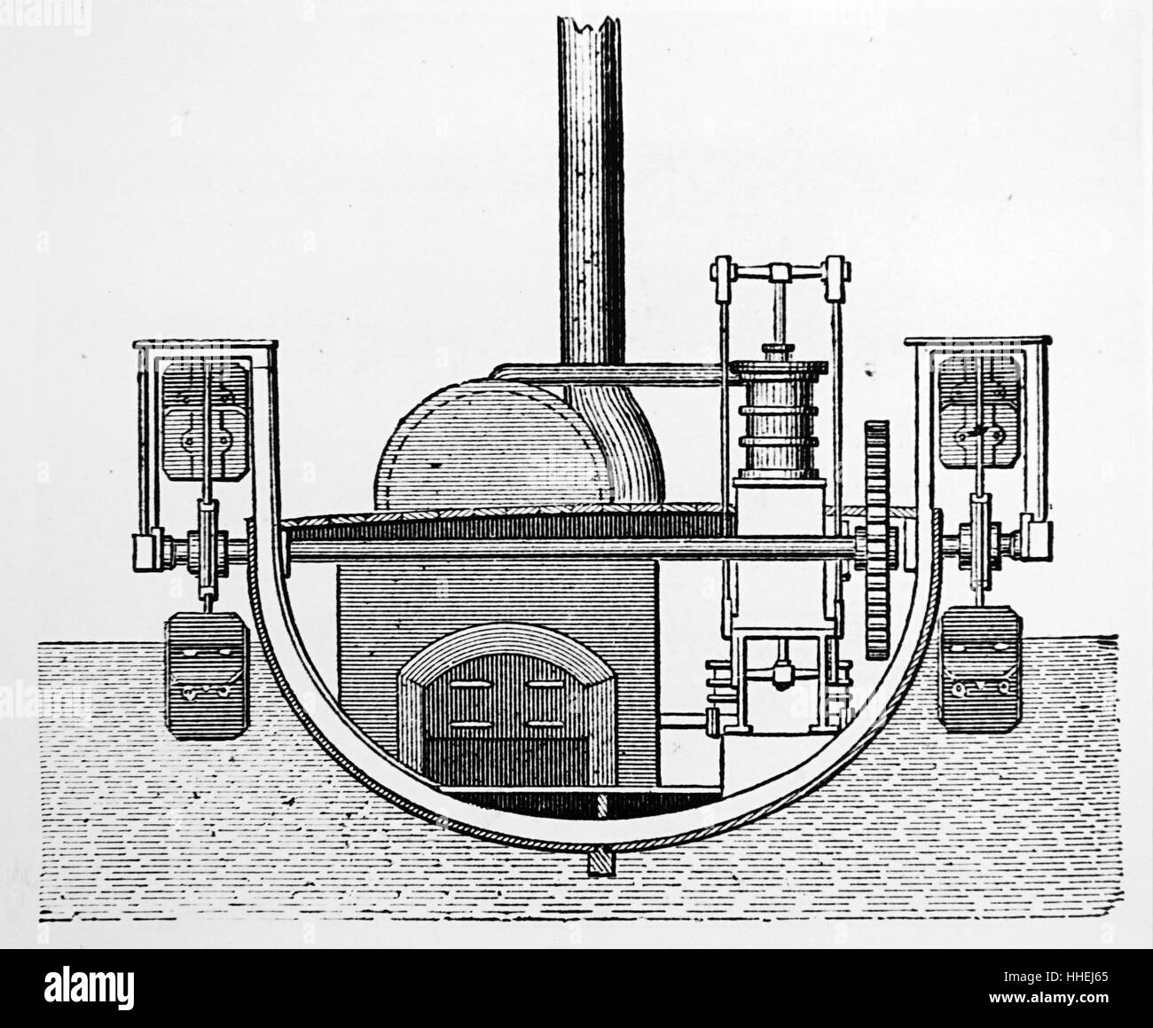 Querschnitt von Henrys Bell steamboat 'Comet', der Motor und Paddel. Henry Bell (1767-1830), ein schottischer Ingenieur. Vom 19. Jahrhundert Stockfoto