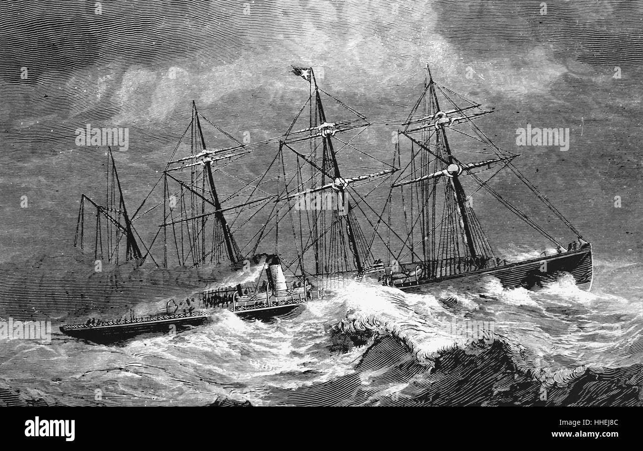 Porträt eines Dampfers der White Star Line, die Überquerung des Atlantiks. Vom 19. Jahrhundert Stockfoto
