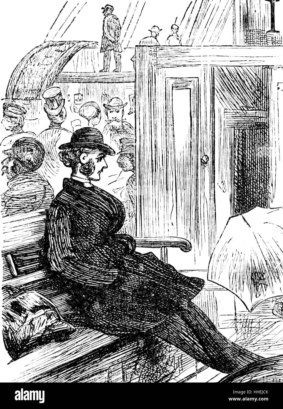 Illustration der Passagierdeck ein Raddampfer. Vom 19. Jahrhundert Stockfoto