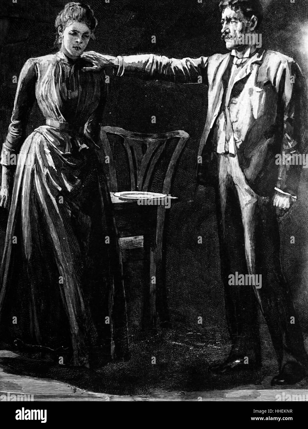 Abbildung zeigt ein Vater und Tochter sprechen während der viktorianischen Ära. Vom 19. Jahrhundert Stockfoto
