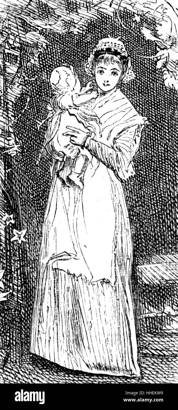 Abbildung zeigt eine Mutter ihr Kind kuscheln. Mit Ill. von Mary Ellen Edwards (1838-1934) ein englischer Künstler und produktivsten Illustrator von Kinderbüchern. Vom 19. Jahrhundert Stockfoto