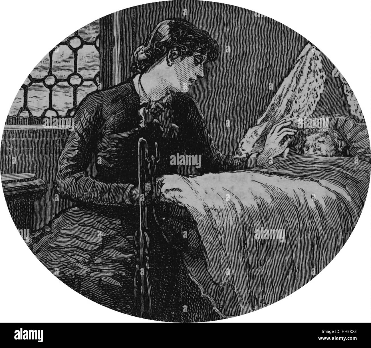 Abbildung: Darstellung einer Mutter auf ihrem schlafenden Kind. Mit Ill. von Mary Ellen Edwards (1838-1934) ein englischer Künstler und produktivsten Illustrator von Kinderbüchern. Vom 19. Jahrhundert Stockfoto