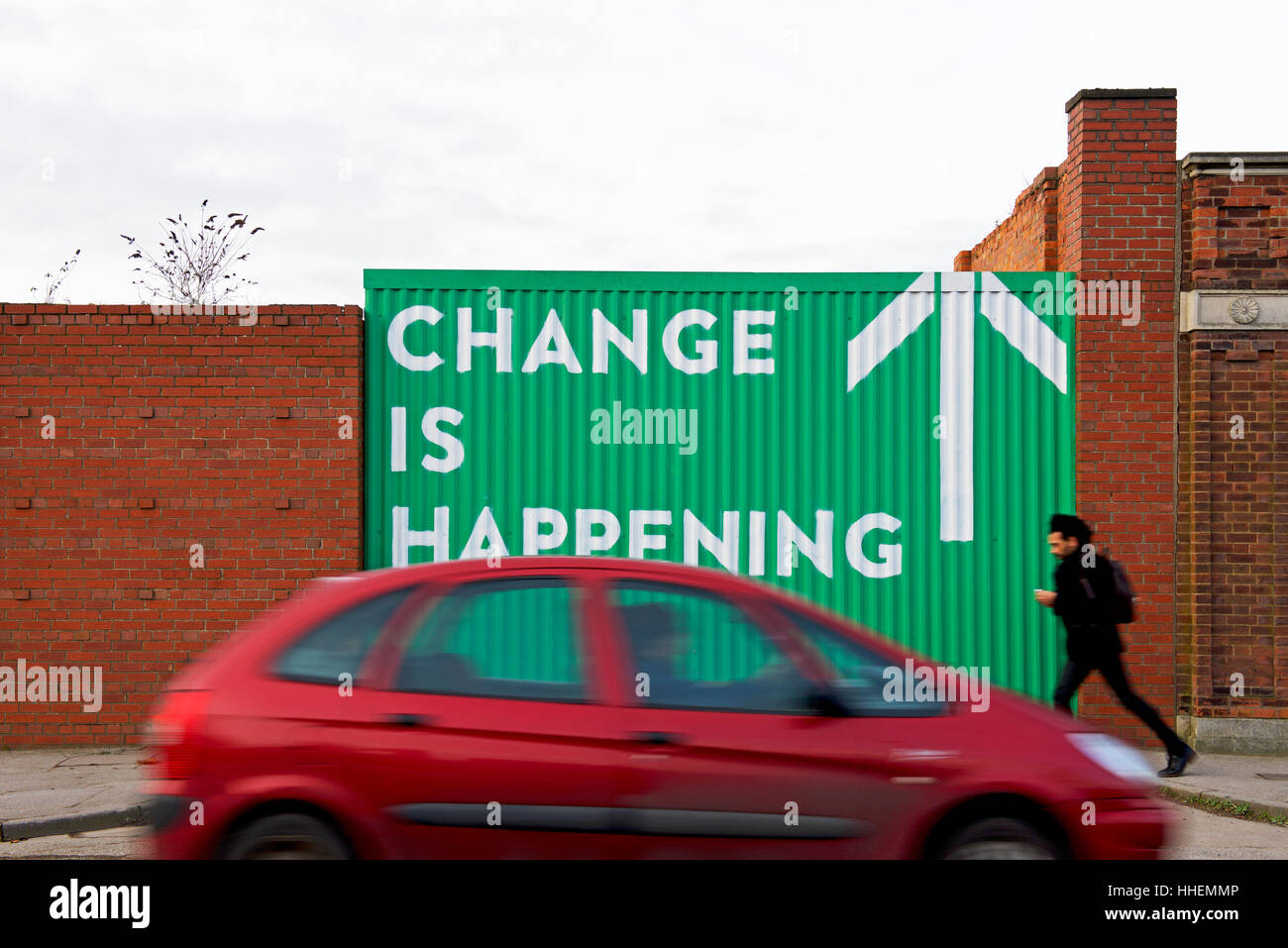 Zeichen - Änderung - geschieht in Hull, Stadt der Kultur 2017, Humberside, East Yorkshire, England UK Stockfoto