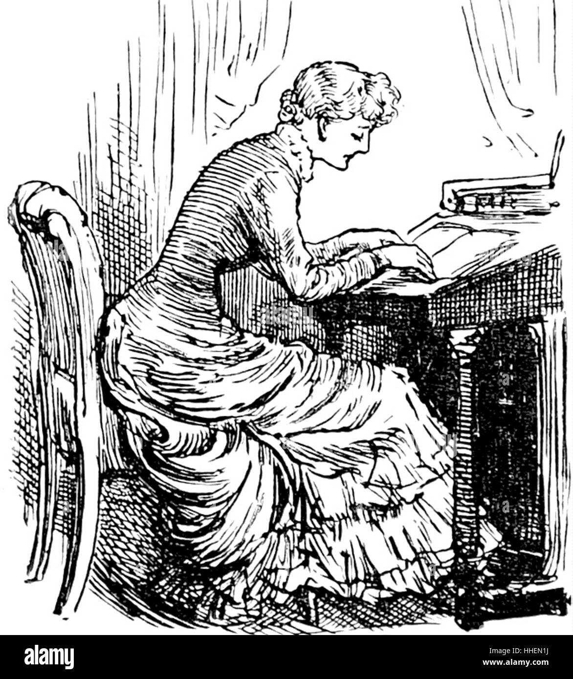 Abbildung zeigt eine Dame, aus denen ihr Haushaltskonten. Vom 19. Jahrhundert Stockfoto