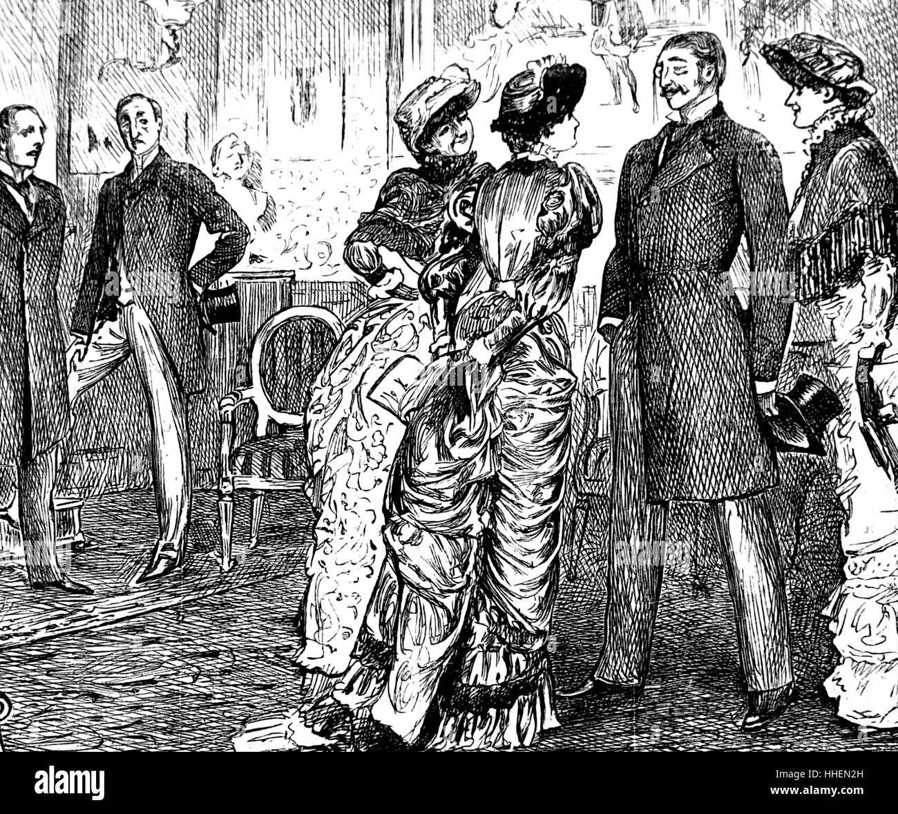 Abbildung zeigt wohlhabende Mitglieder der Gesellschaft für eine Soirée zu sammeln. Vom 19. Jahrhundert Stockfoto